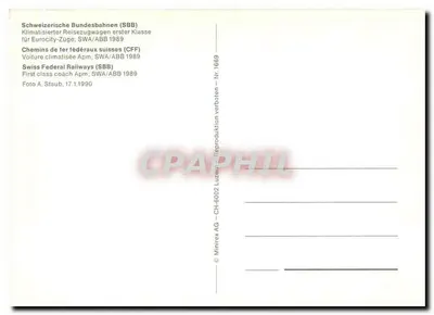 Carro climatizado SBB — Suíça — Minirex AG, n° 1669 — Verso