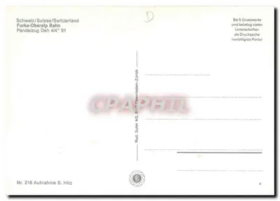 Furka-Oberalp Bahn — Pendelzug Deh 4/4" — Rud. Suter AG, Bürs Oberrieden-Zürich — Verso