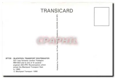 Autobus nr 521 — Blackpool Transport — Transicard — Rewers