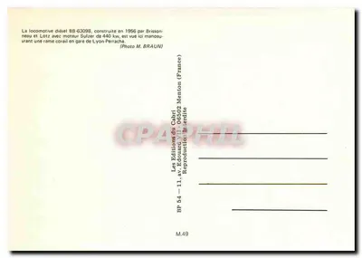 Diesel BB 63098 — stacja Lyon-Perrache — Éditions du Gabri, Menton — Rewers