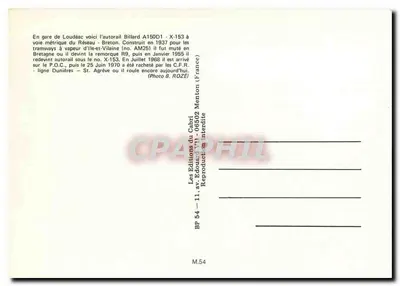 Stacja Loudéac — Autorail Billard A15001 — Éditions du Cabri — Rewers