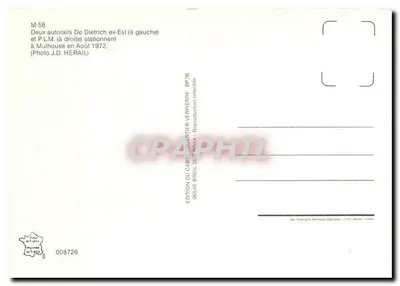 Dwa autoryle De Dietrich i P.L.M. w Mulhouse — Wydawnictwo Cabaretier Verpierre, nr 008726 — Rewers