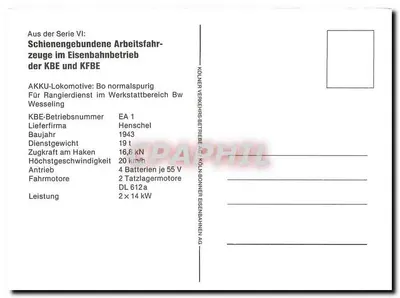Lokomotywa EA 1 — Kölner Verkehrs-Betriebe — seria VI — Rewers