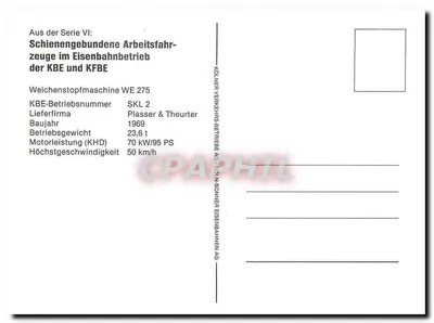 Weichenstopmaschine WE 275 — Schienengebundene Arbeitsfahrzeuge der KBE und KFBE — Kölner Verkehrsbetriebe AG — Rewers