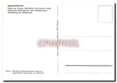 Pendelzug bei Schwendau — Appenzellerbahn — Verlag Egon Minikus, 9202 Gossau — Verso