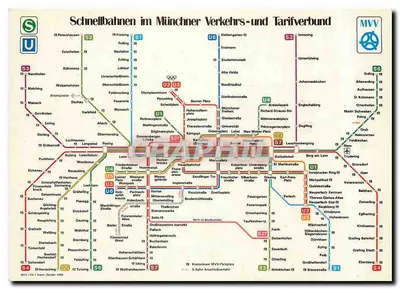 Rede de trams e metrôs de Munique — MVV — editor Witzig, n° 592214