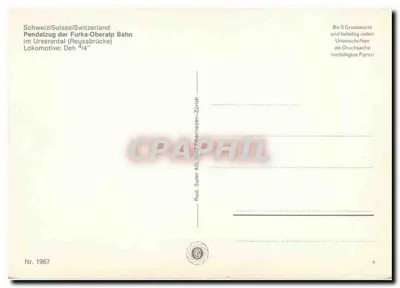 Trem sobre o viaduto do Urserental — Pendelzug Furka-Oberalp Bahn — Rud. Suter AG, Zurique, n° 1967 — Verso