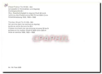 Diesel-Traktor Tm III 905 — SBB — Nr. 116 — Rewers