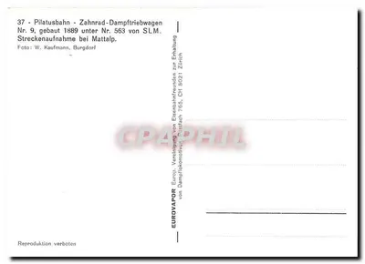 Pilatusbahn — Parowóz Nr 9 — SLM, 1889 — Rewers