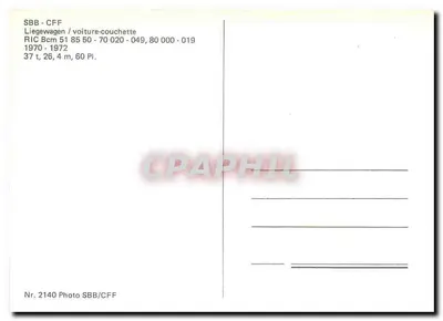 Liegewagen / Voiture-couchette — SBB CFF — n° 2140 — Photo SBB/CFF — Verso