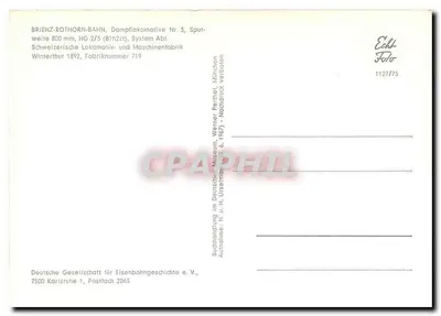 Brienz-Rothorn-Bahn — Lokomotywa parowa nr 3 — Werner Perthel, Monachium — Rewers
