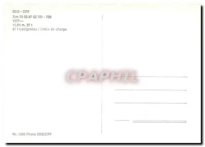 Vagon de descarregamento — SBB/CFF — Foto SBB/CFF n°1330 — Verso