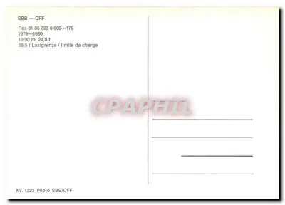 Pociąg towarowy — wagon płaski SBB/CFF — wydawca SBB/CFF, nr 1332 — Rewers