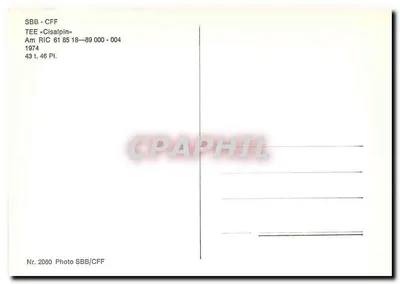 Trem da TEE «Cisalpin» — SBB/CFF — 1974 — n° 2060 — Verso