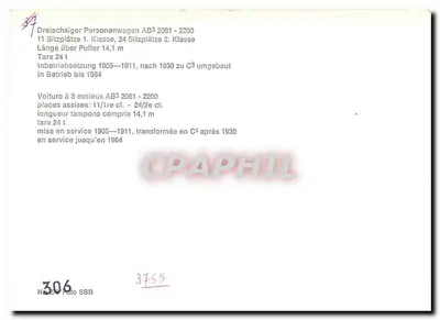 Vagões da SBB — AB³ 2061 - 2200 — SBB Photo — Verso