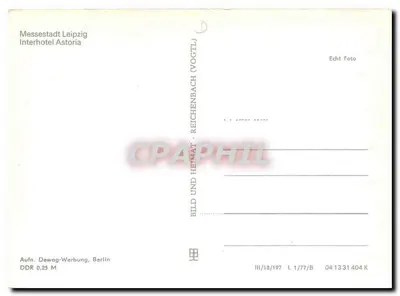 Hotel Astoria — Leipzig — wydawca Dewag-Werbung, Berlin, nr 041331404 K — Rewers
