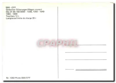 Vagão coberto SBB-CFF — 1963-1969 — SBB/CFF — Verso