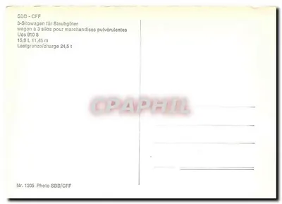 Wagon à 3 silos pour marchandises pulvérulentes — SBB/CFF — N° 1305 — Verso