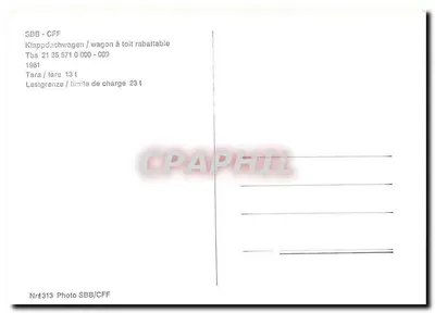 Wagon z falistym dachem — SBB/CFF — n°313 — Rewers