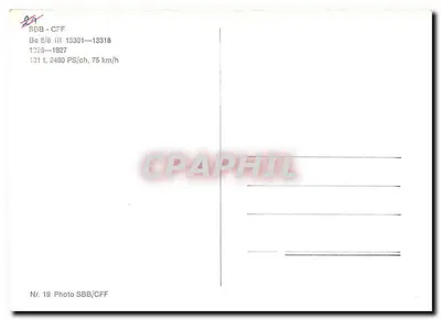 Elektryczna lokomotywa Be 6/8 III — SBB/CFF — n° 13318 — Fotografia SBB/CFF n° 19 — Rewers