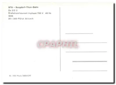BTB - Burgdorf-Thun-Bahn — De 2/2 2 — Foto SBB/CFF nr 705 — Rewers
