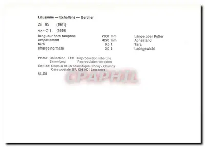 Zi 93 — PTT — Turystyczne linie kolejowe Blonay-Chamby — Rewers