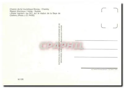 Linia kolejowa turystyczna Bionay-Chamby — Super trakcja na mostowisku Baye de Clarens — Wydawnictwo Cabri-Quartier Verpierre — Rewers