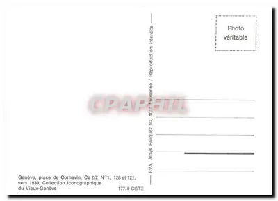 Genebra, place de Cornavin — trilhos e hotel — Aloys Fauquez, N°128 e 122 — Verso
