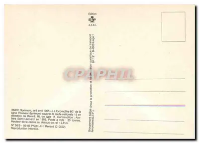 Sprimont — lokomotywa 801 linii Poulseur-Sprimont przejeżdżająca przez drogę krajową 15 — wydanie a.s.b.i. — Rewers
