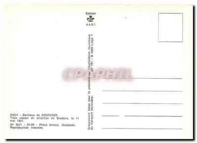 Trem a vapor em direção a OOSTENDE — SNCV — Edição a.s.b.i. — No 55/1 — Verso