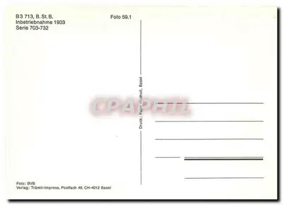 Tramway n°713 — Série 703-732 — Editor Tramli-Press, Basel — Verso