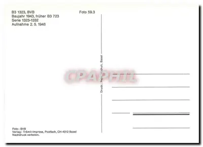 Tramwaj B3 1323 — seria 1323-1332 — Tramil-Impr. Basel — Rewers