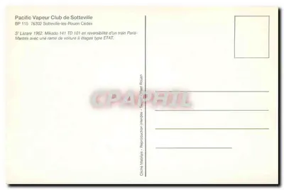 Estação de Saint-Lazare — Trem Mikado 141 TD 101 em reversibilidade — Pacific Vapeur Club de Sotteville — Verso
