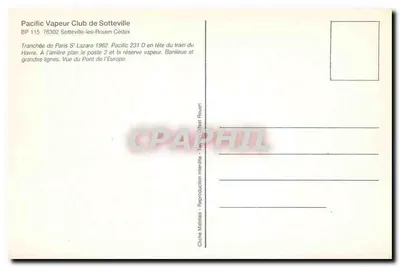 Paris-Saint-Lazare — Gare i lokomotywa parowa — Pacific Vapeur Club de Sotteville — Rewers