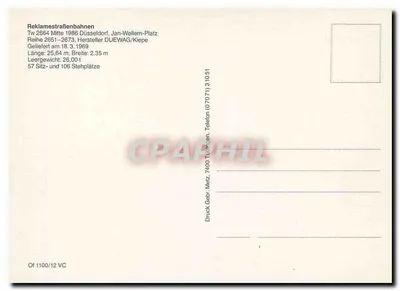 Publicystyczny tramwaj Goethe-Buchhandlung — Düsseldorf — wydawca Mez, 7400 Tücheln — Rewers