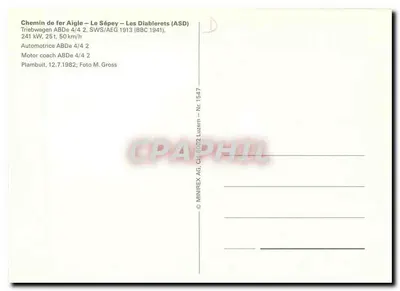 Ferrovia Aigle – Le Sépey – Les Diablerets (ASD) — Automotrice ABDé 4/4 2 — MINIREX AG, CH-5002 Luzern – Nr. 1547 — Verso