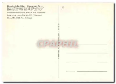 Glion - Caux — Rochers de Naye — MINIREX AG, n° 1570 — Rewers