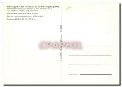 Automotrice ABDe 4/4 161 — Chemins de Fribourgeois — MINIREX AG, Nr. 1577 — Verso