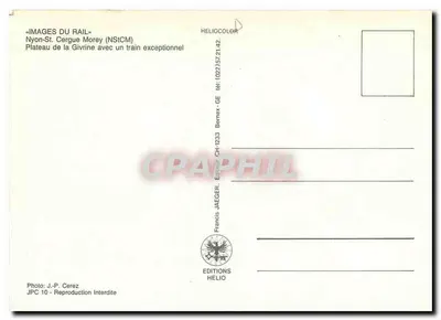 Nyon-St. Cergue Morey — Plateau de la Givrine z wyjątkowym pociągiem — Wydawnictwo Helio, JPC 10 — Rewers