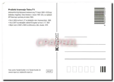 Tramwaje Pragi Tatra T1 — Komunalne Wydawnictwo, seria 8 — Rewers