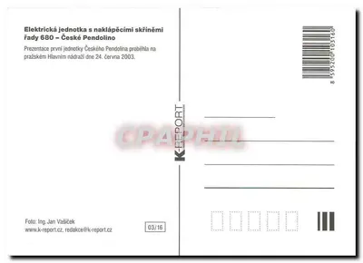 České Pendolino — Prezentacja pierwszego pojazdu z falistymi kołami — K-REPORT — Rewers
