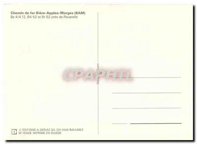 Trem BAM — Ferrovia Bière-Apples-Morges — Edições A. Deriaz SA — Verso