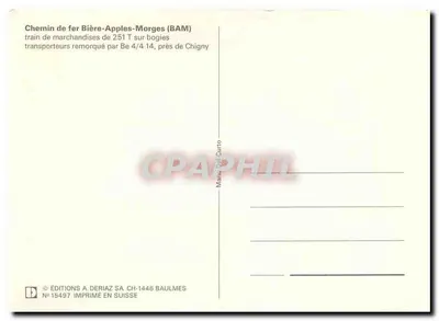 Trem de mercadorias BAM — Ferrovia Bière-Apples-Morges — puxado pela Be 4/4 14 perto de Chigny — Verso