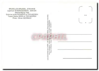 Tramwaj w Brukseli — Linia 39 Montgomery - Ban Eik — Motoryzacja 7005 — Wydawnictwo C4BRI — Rewers
