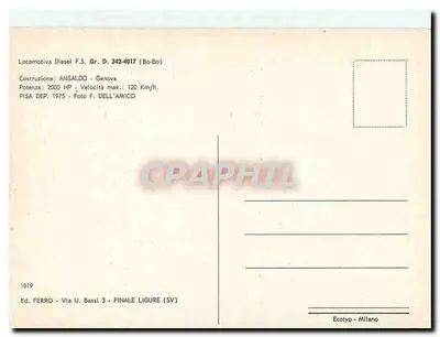 Locomotywa diesla F.S. Gr. D. 342-4017 (Bo-Bo) — ANSALDO — wydawnictwo Ferro, Finale Ligure (SV) — Rewers
