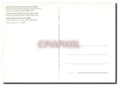 Pociąg SBB CFF FFS — pierwsza klasa — Minitex AG, CH-6002 Luzern — Rewers