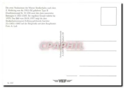 Tramwaj w Wiedniu — Komplet 51+1401+1482 przed Burgtheaterem — Verband der Eisenbahnfreunde — Rewers