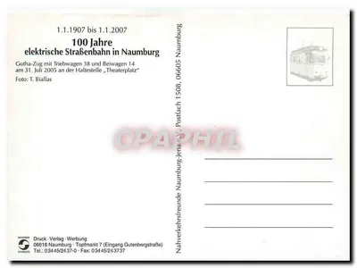 Tramwaj w Naumburgu — 100 lat tramwaju elektrycznego (1907-2007) — Druck-Verlag Naumburg — Rewers