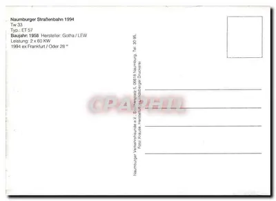 Đường ray xe điện Naumburg — tuyến 2, điểm dừng Treterplatz — nhà xuất bản Naumburger Straßenbahn 1994 — Mặt sau