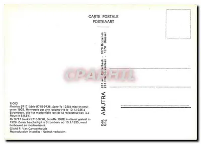 Tramway em Bruxelas — Motrice 9717 (série 9715-9728) — Editor Amutra — Verso